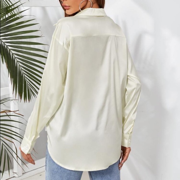 ~NTS~ NWOT Cream Silky Long Sleeve - Picture 2 of 8